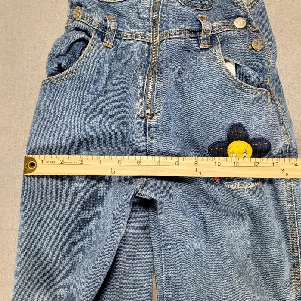 Vintage Looney Tunes TWEETY BIRD Bib Overalls Jeans Youth Size 6X Farmer 1997